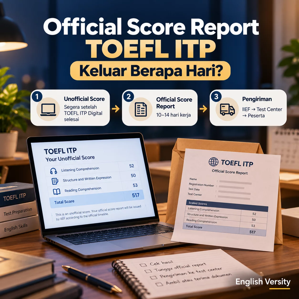 Official Score Report TOEFL ITP Keluar Berapa Hari